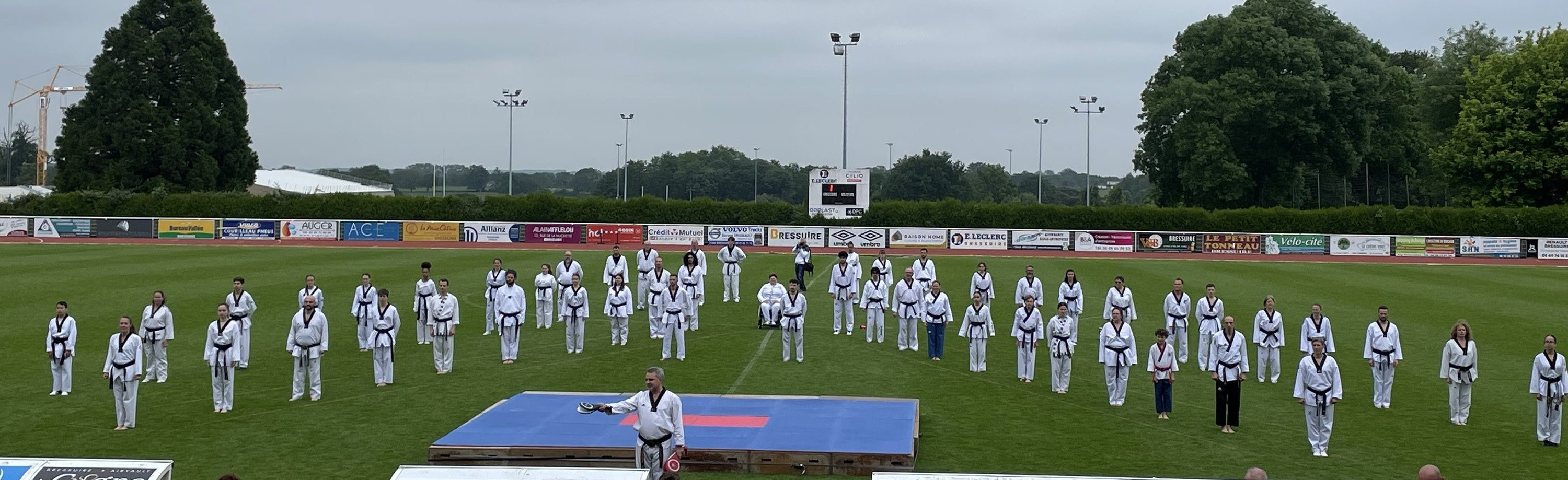 Démonstration pour la flamme olympique